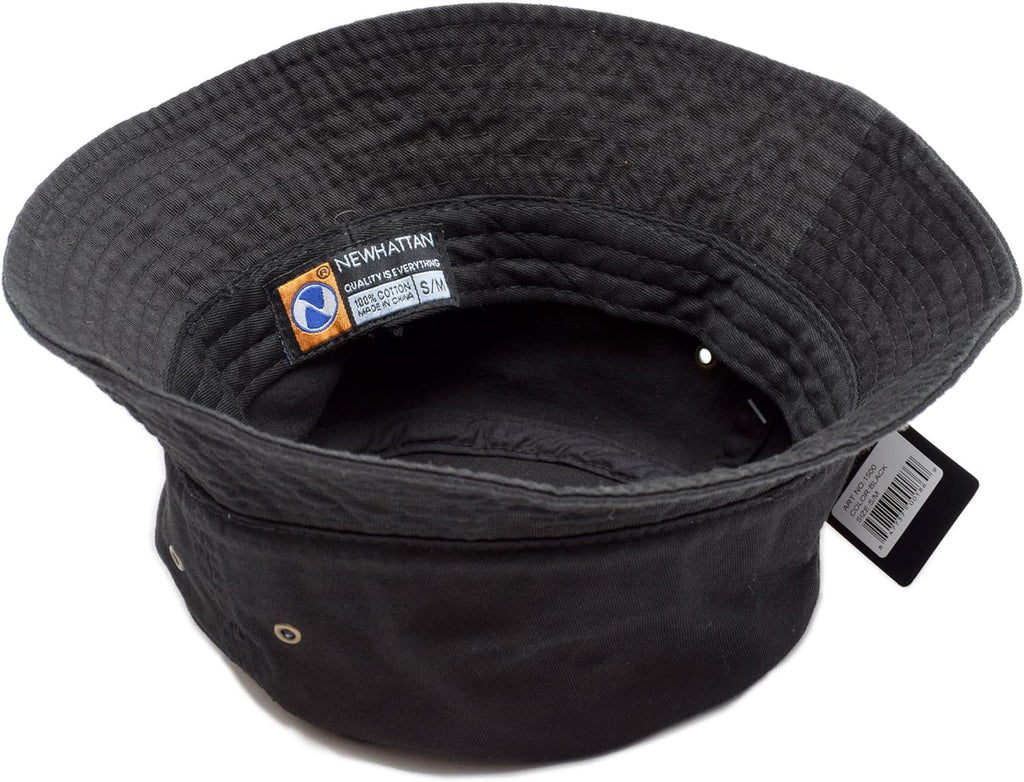 [ニューハッタン]NEWHATTAN ストーンウォシュ バケットハット 1500 ブラック L/XL(60cm～61cm) [並行輸入品]