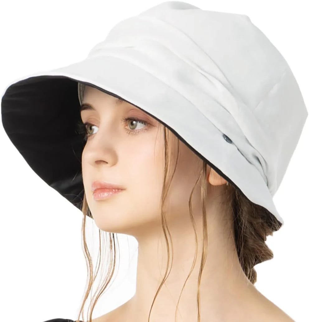[ルーアンドシー] 帽子 レディース 大きいサイズ ハット つば広 接触冷感 エイミーUVキャスケット 完全遮光 紫外線対策 春夏 uvカット あご紐付き